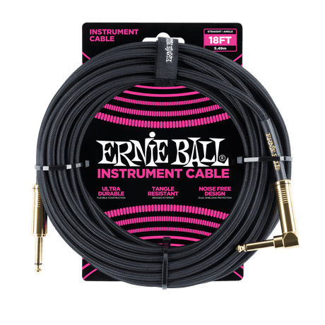 Ernie Ball 6086 gitarkabel (svart, 5,4 m)