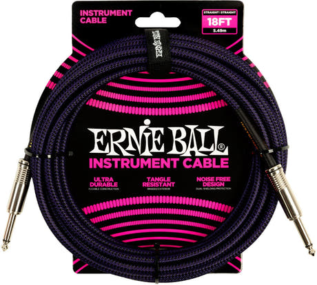 Ernie Ball 6395 Instrumentkabel 5,4 M (18 ft) - Svart & Pur