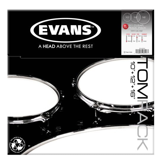 Evans G1 skinnpakke Standard Clear - 12", 13", 16"