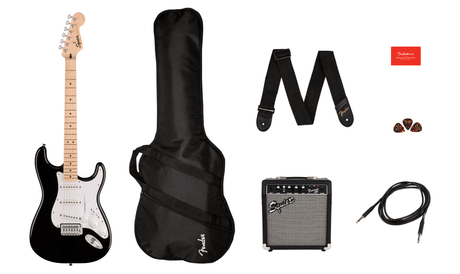 Fender Squier Sonic Stratocaster startsett for elektrisk gitar (svart)