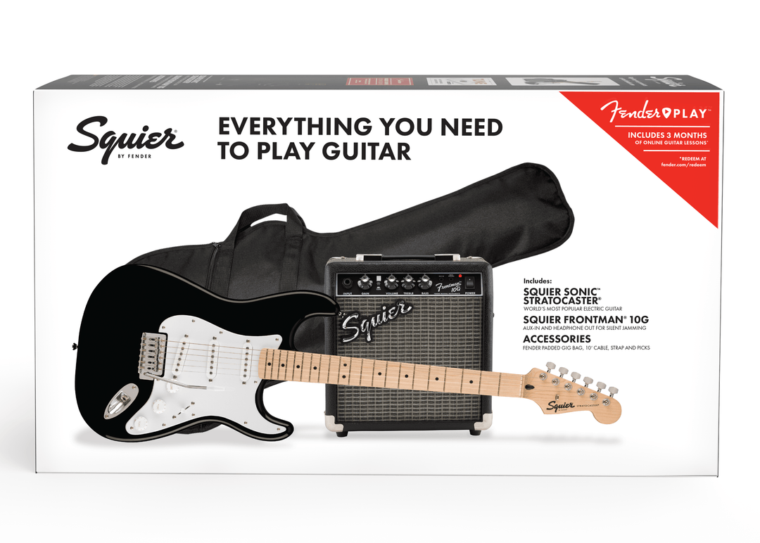 Fender Squier Sonic Stratocaster startsett for elektrisk gitar (svart)