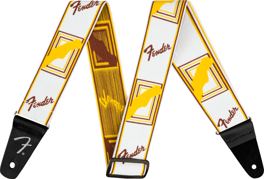 Fender vektløs gitarstropp ( White / Yellow / brun, 2")