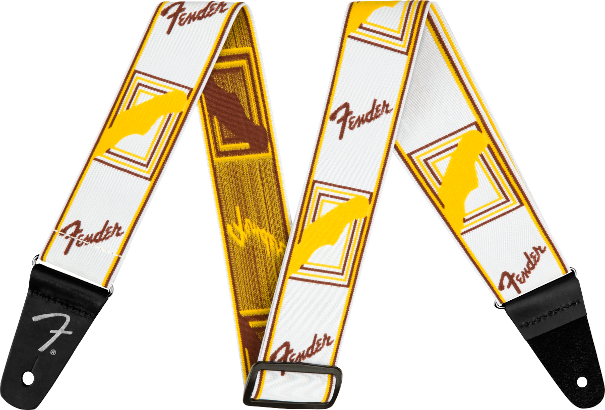 Fender vektløs gitarstropp ( White / Yellow / brun, 2")