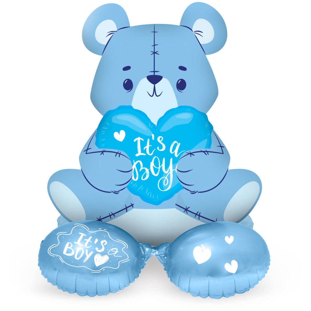 Folieballong med Base Bear 'It's a Boy' (blå, 61 cm)