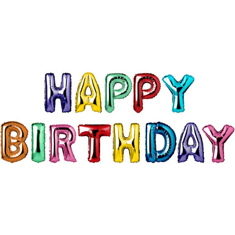Folieballonger 'Happy Birthday' Flerfarget 13 stk. (Rød, 36 cm)