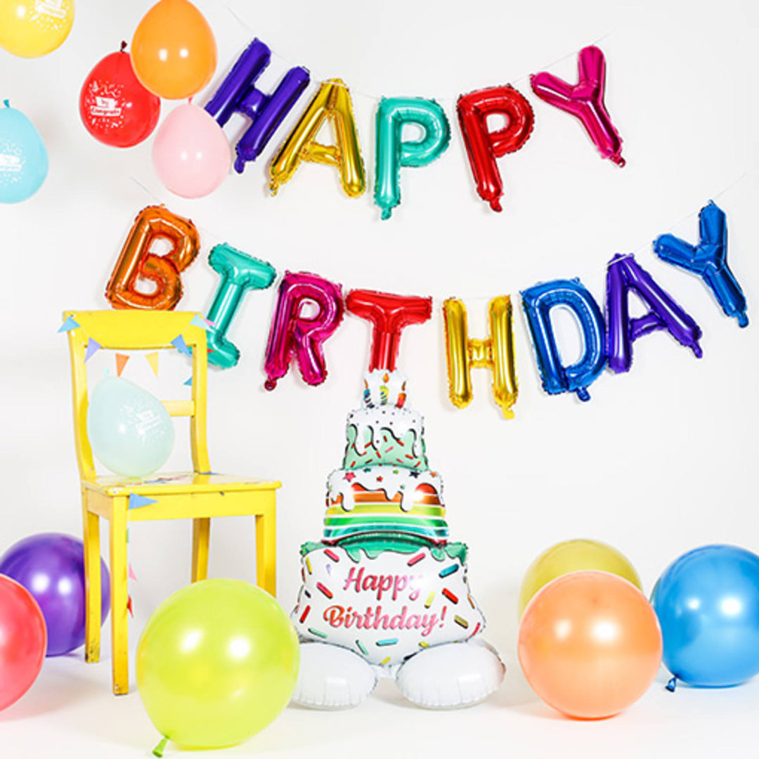 Folieballonger 'Happy Birthday' Flerfarget 13 stk. (Rød, 36 cm)