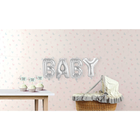 Folieballonger Bokstaver "BABY" (sølv)