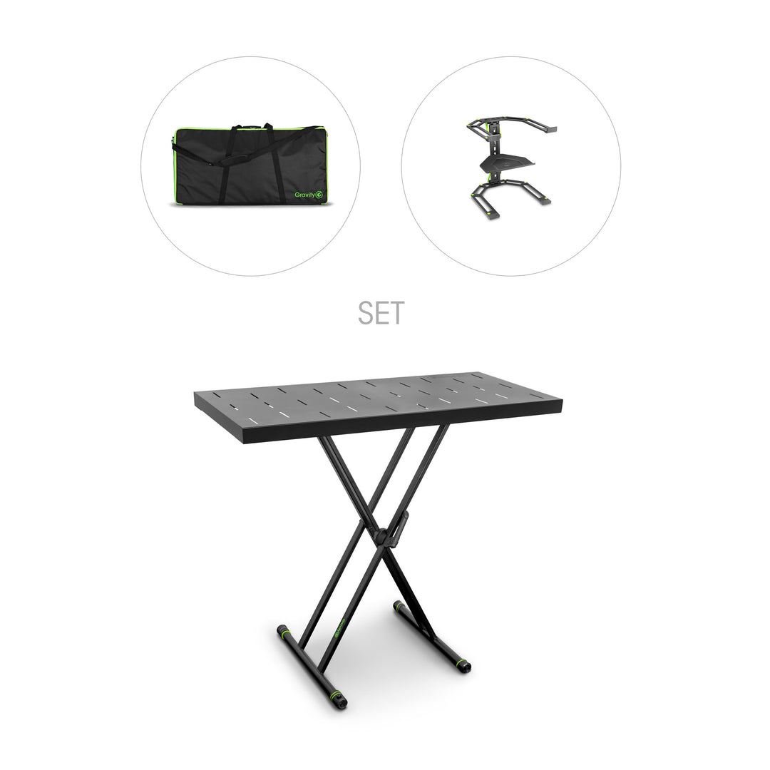 Gravity KSX 2 RD SET 2 - Dobbelt X-formet keyboardstativ og støttebord, sett 2