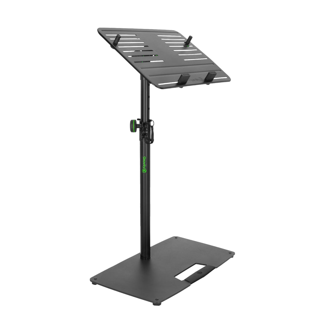 Gravity LTS T 02 B - Universelt laptopstativ med justerbare holdepinner og stålbase, svart