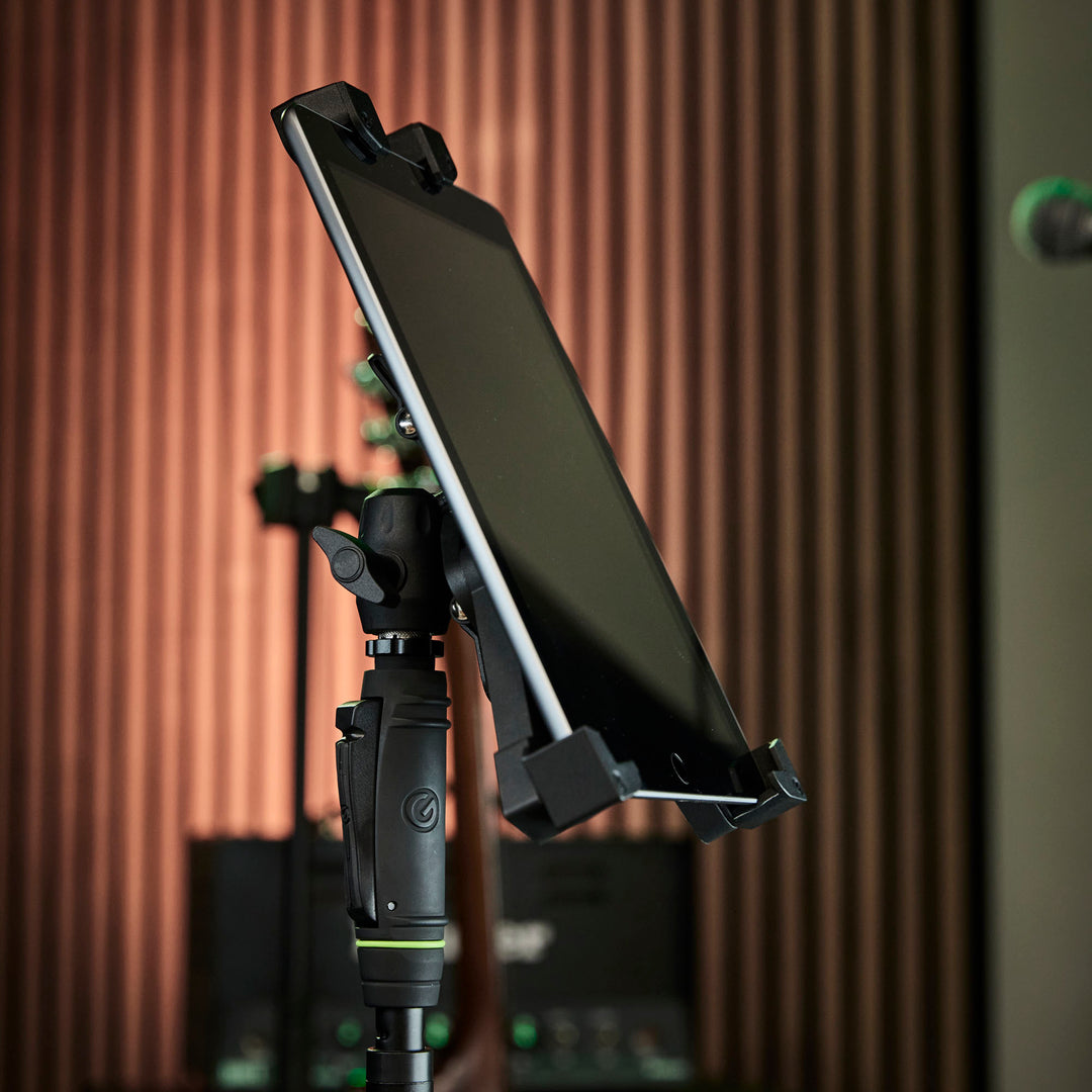 Gravity MA T TH 02 SET 2 - Tablet-holder for reisende og enhånds mikrofonStativ med rund fot
