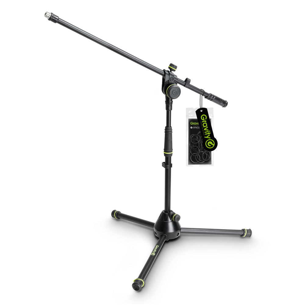Gravity MS 4221 B - Kort mikrofonstativ med sammenleggbar trefot og 2-punkts justerbar boomarm