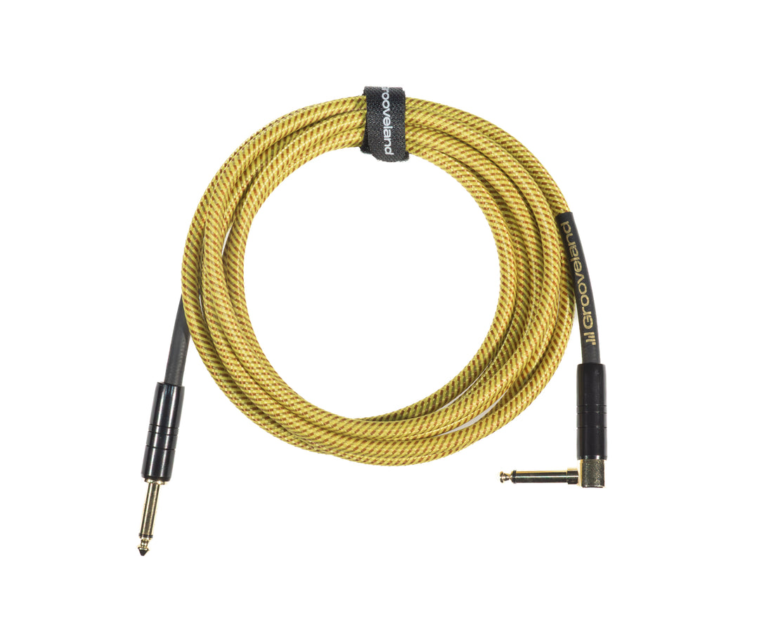 Grooveland Tweed Vinkel Gitar kabel (3m - Gul)