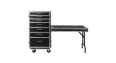 Gator GTOUR-WORKST7 flightcase med 7 skuffer og arbeidsbord