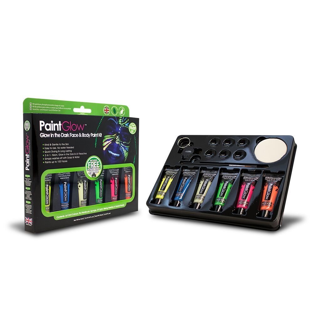 Glow in Dark UV ansikts- og kroppsmalingsett