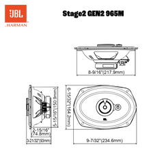 JBL Stage2 Gen2 965M 6x9" 3-veis bilhøyttalere