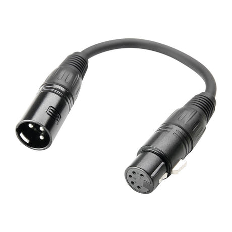 Adapterkabel DMX XLR hann 3 polet til XLR hunn 5 pol