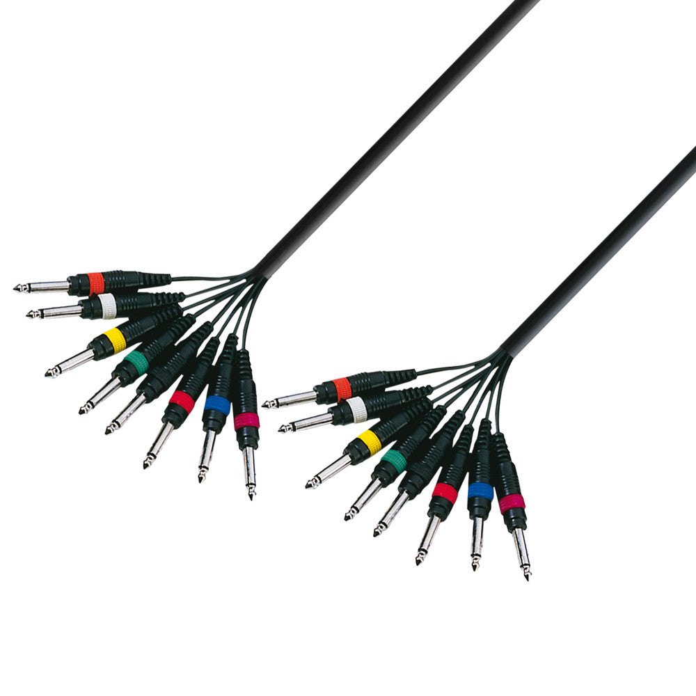 Multikabler 8 x 6.3 mm Jack mono til 8 x 6.3 mm Jack mono (3m)