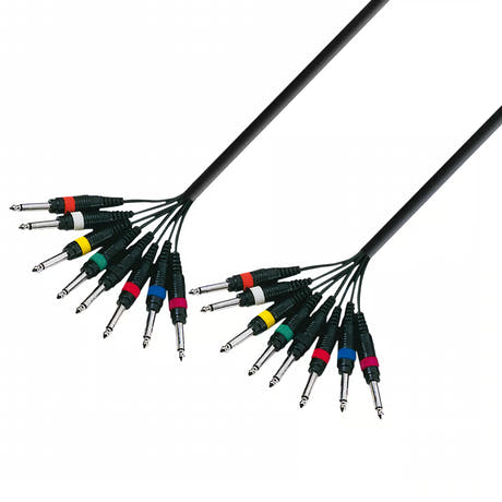 Multikabler 8 x 6.3 mm Jack mono til 8 x 6.3 mm Jack mono (5m)