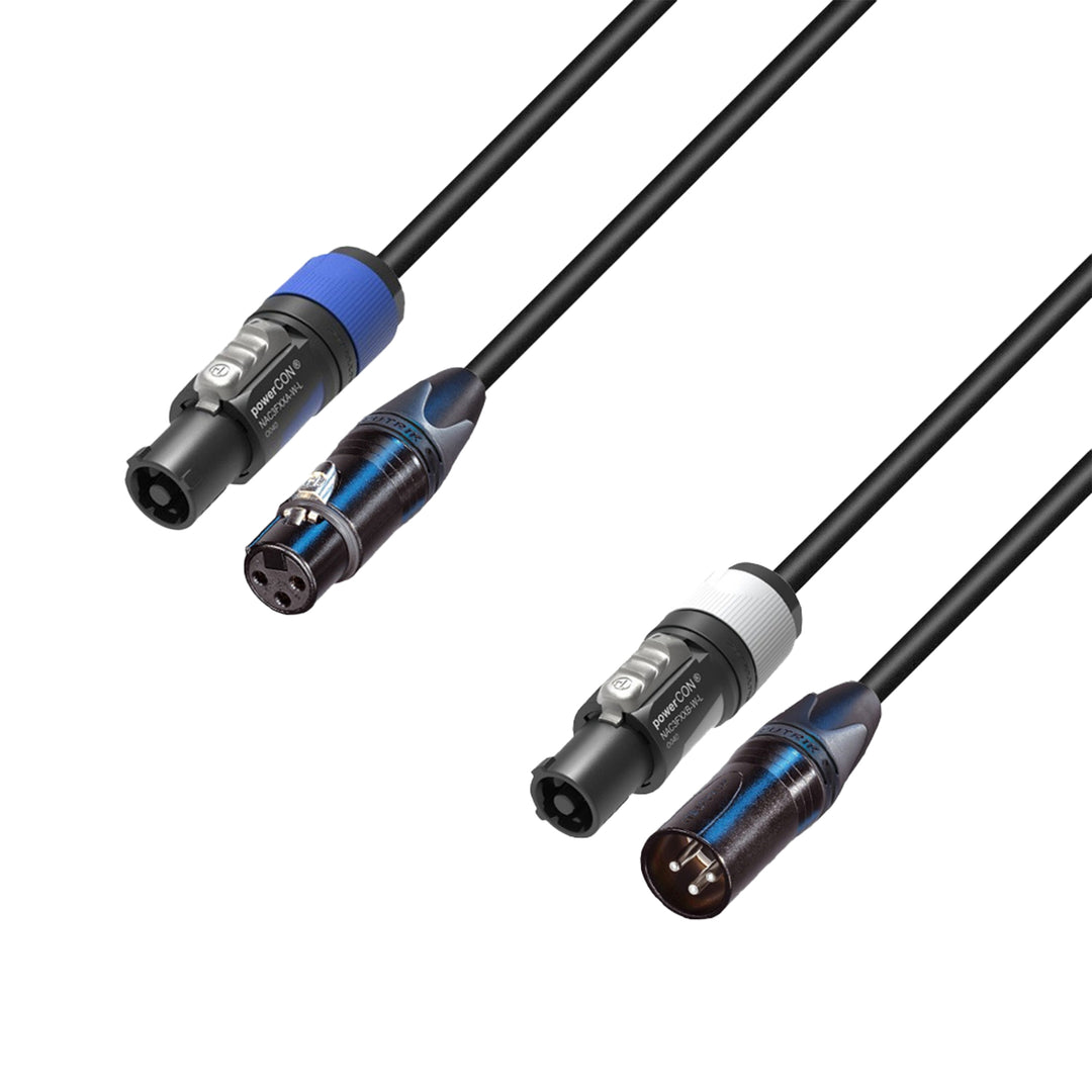 Adam Hall Cables 5 STAR H PCON D 1000 - Hybridkabel | DMX Neutrik® 3-polet XLR x powerCON® | 10 m