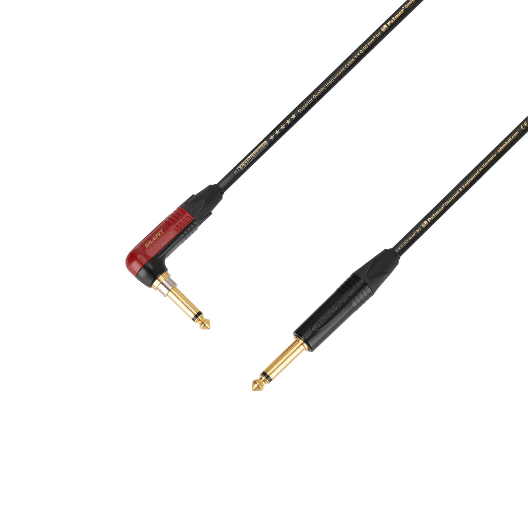 Adam Hall Cables 5 STAR IPR 0900 PALMER® CABLE SILENT - Instrumentkabel | Palmer® & Neutrik silentPLUG® vinklet jack x jack TS | 9 m
