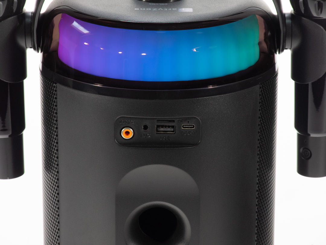 PartyZone Karaoke Set med 2 Mikrofoner (Svart) & LED PAR-ASTRO 2-i-1 Diskolys