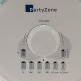 PartyZone Karaoke Sett med 2 Mikrofoner (Hvit) & LED PAR-ASTRO 2-i-1 Diskolys