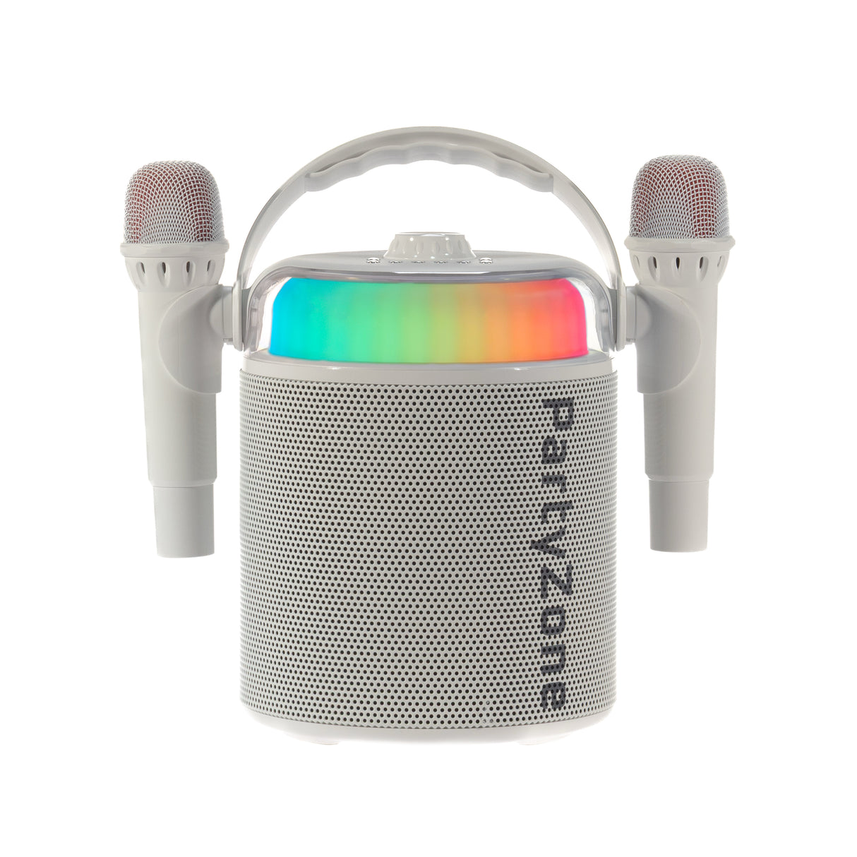 PartyZone Karaoke Sett med 2 Mikrofoner (Hvit) & LED PAR-ASTRO 2-i-1 Diskolys