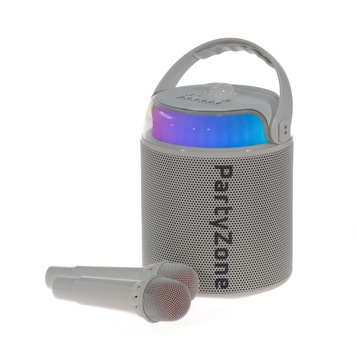 PartyZone Karaoke Sett med 2 Mikrofoner (Hvit) & LED PAR-ASTRO 2-i-1 Diskolys