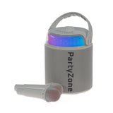 PartyZone Karaoke Sett med 2 Mikrofoner (Hvit) & LED PAR-ASTRO 2-i-1 Diskolys