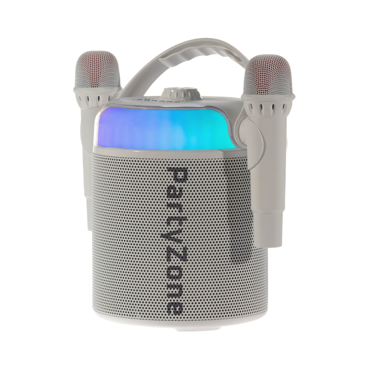 PartyZone Karaoke Sett med 2 Mikrofoner (Hvit) & LED PAR-ASTRO 2-i-1 Diskolys