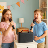 Karaoke-høyttaler med 2 mikrofoner (Svart)