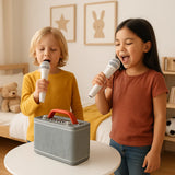 Karaoke-høyttaler med 2 mikrofoner (Hvit)