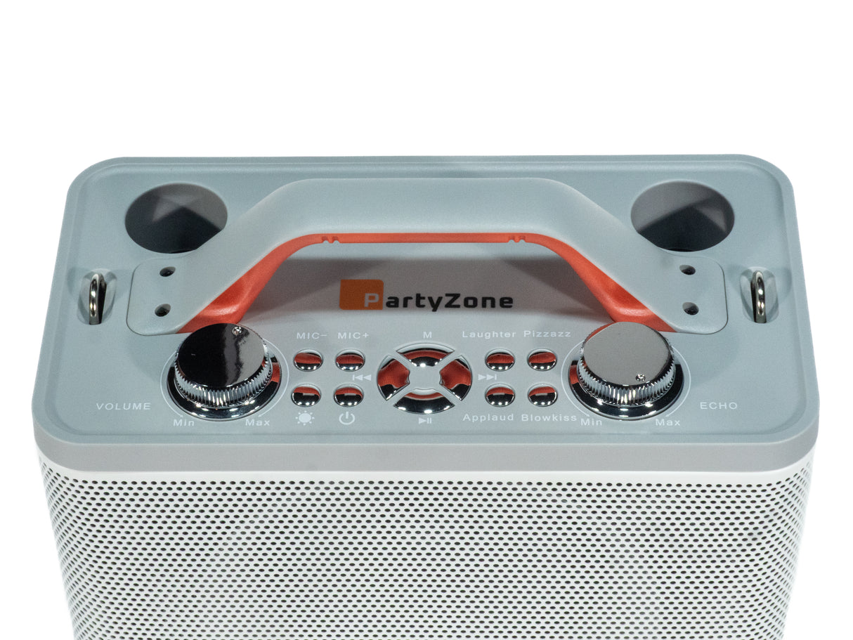 Karaoke-høyttaler med 2 mikrofoner (Hvit)