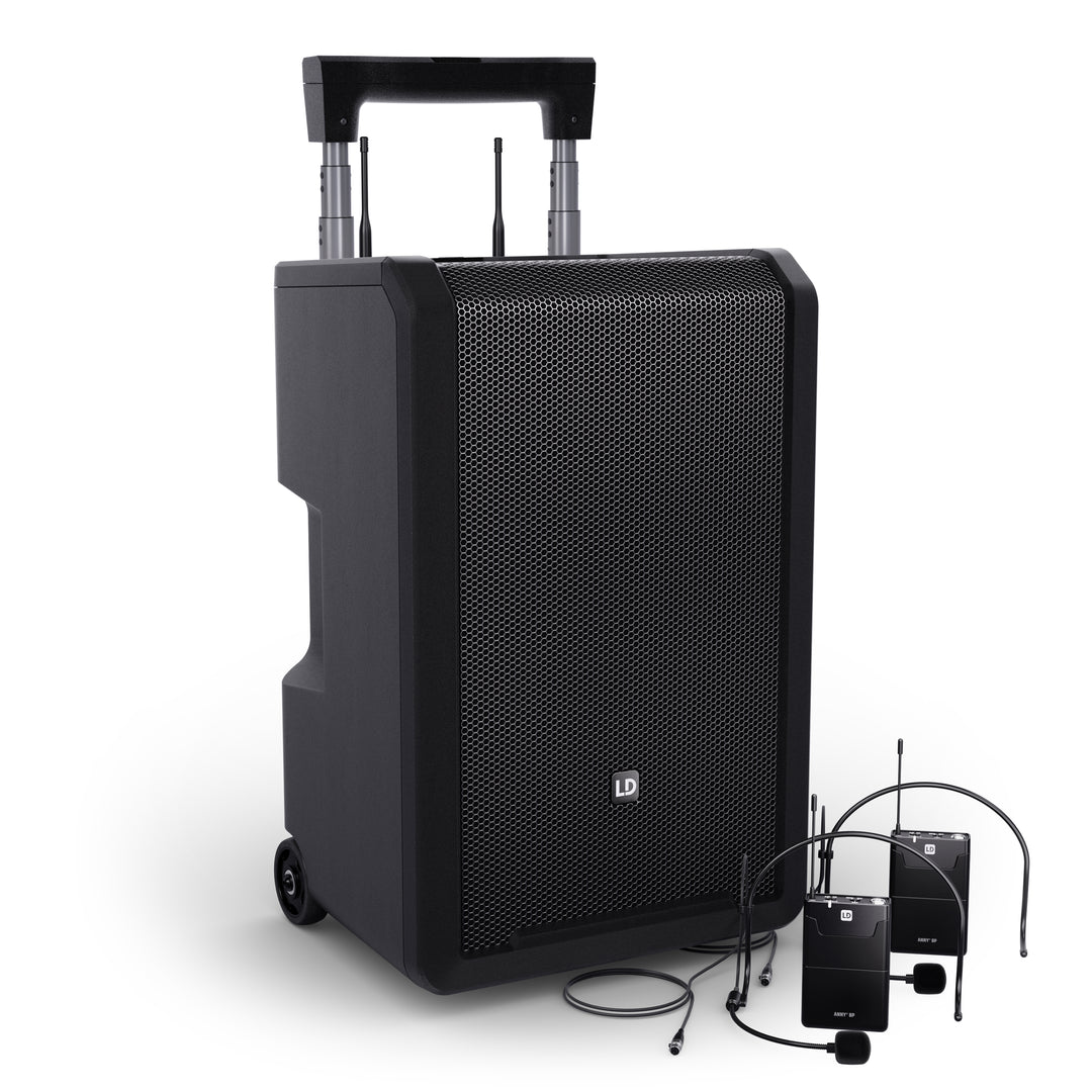 LD Systems ANNY® 10 BPH 2 B5 - 10" bærbart, batteridrevet Bluetooth® PA-system med mixer og 2x headsetmikrofoner (inkl. bodypacks)