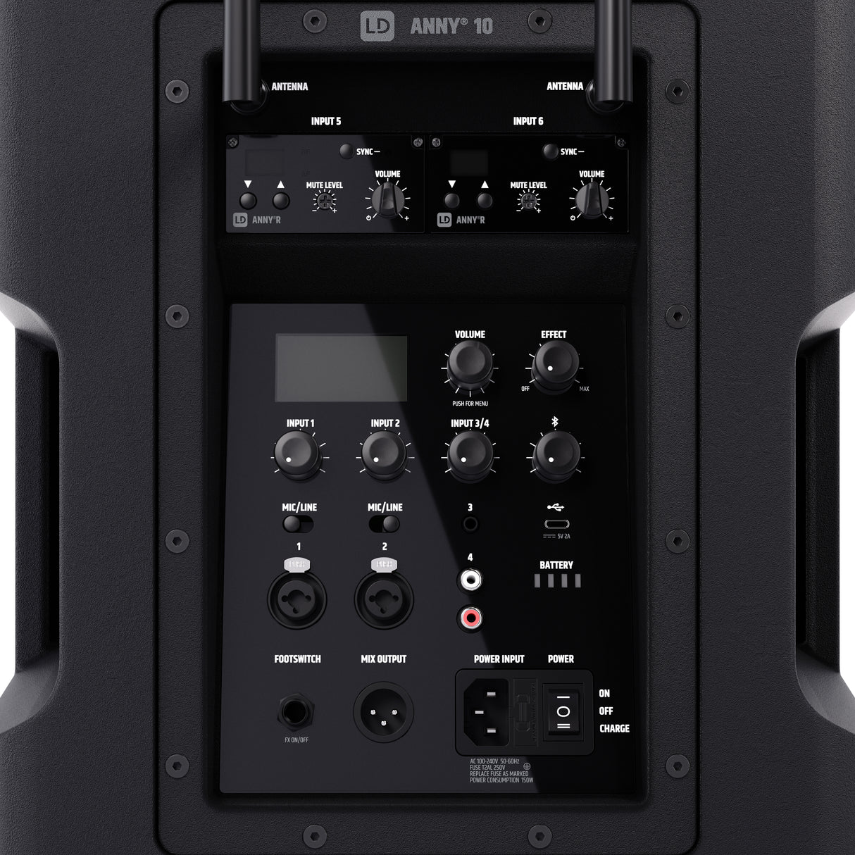 LD Systems ANNY® 10 BPH 2 B6 - 10" bærbart, batteridrevet Bluetooth® PA-system med mixer og 2x headsetmikrofoner (inkl. bodypacks)