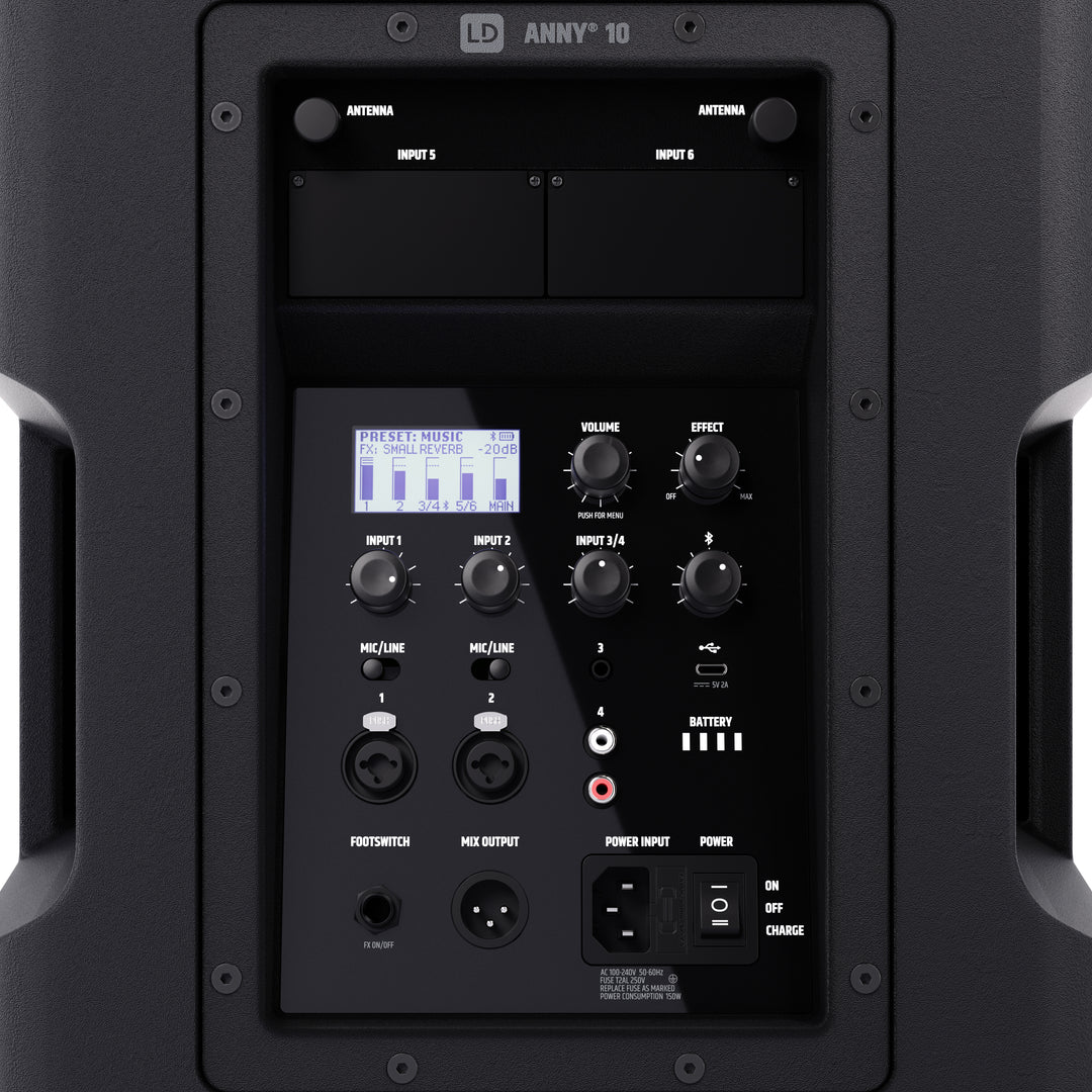LD Systems ANNY® 10 - 10" bærbart batteridrevet Bluetooth® PA-system med mikser