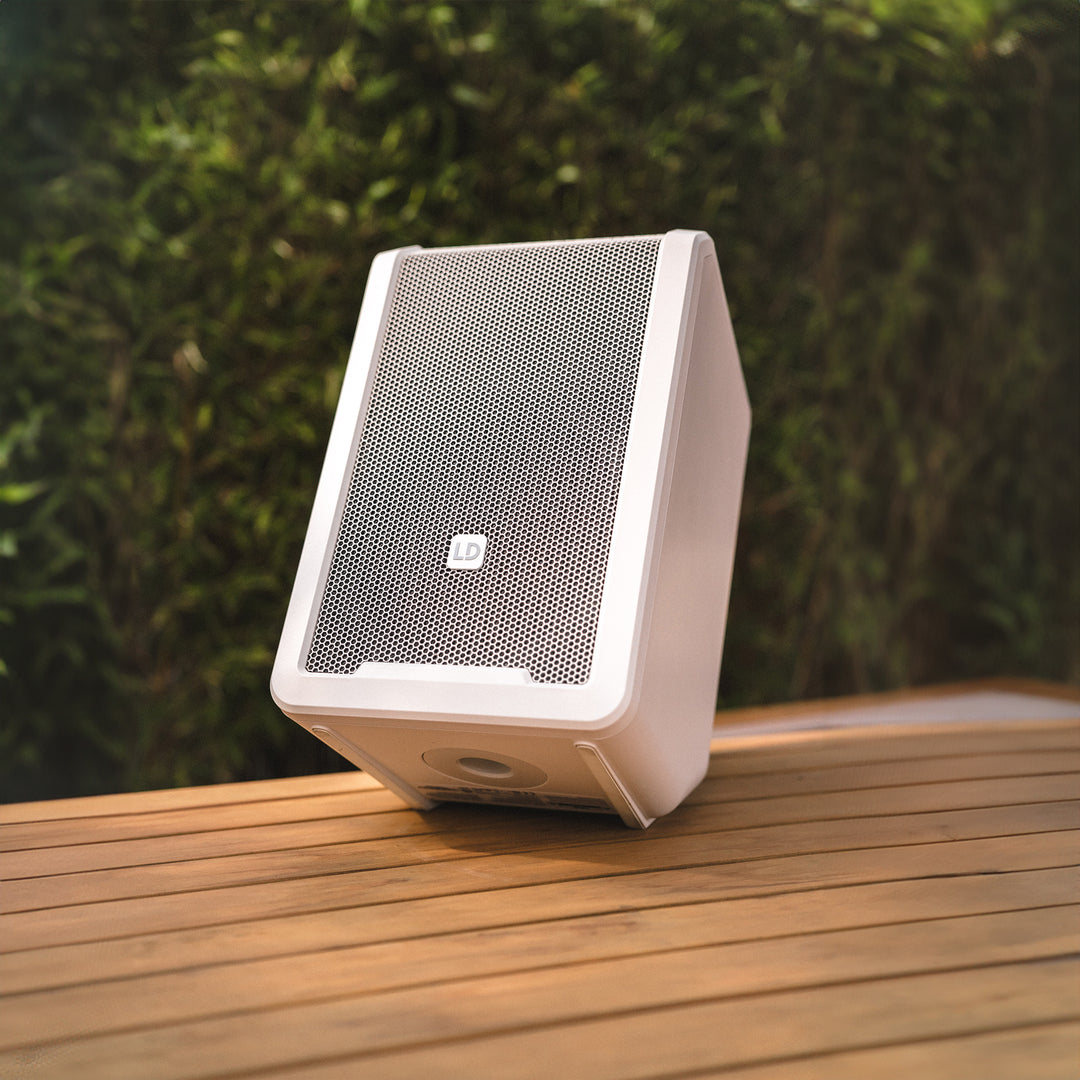 LD Systems ANNY® 8 BPH B5 W - Bærbar batteridrevet Bluetooth® PA-høyttaler med mikser og 1x headset-mikrofon (inkl. bodypack), Pure White