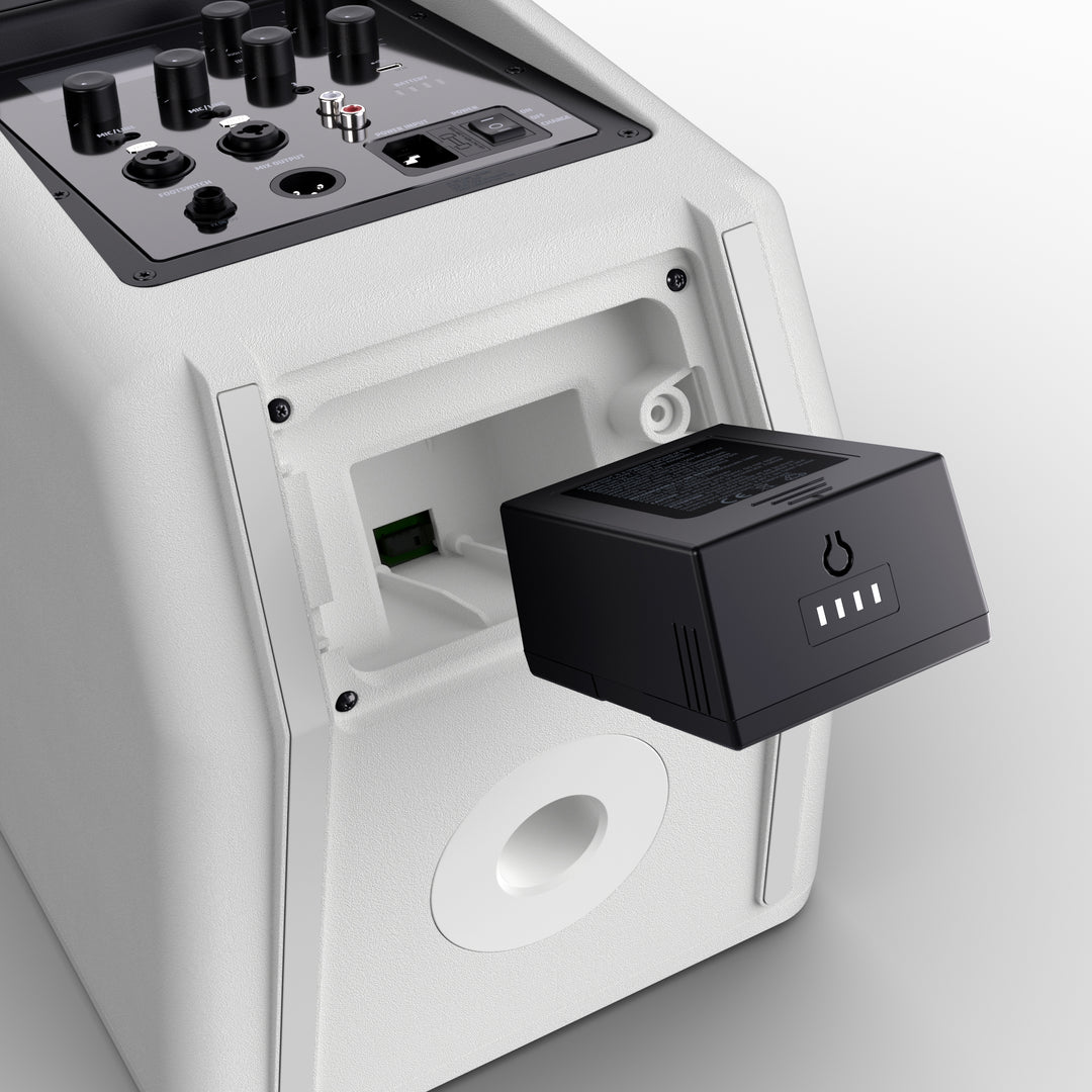 LD Systems ANNY® 8 BPH B5 W - Bærbar batteridrevet Bluetooth® PA-høyttaler med mikser og 1x headset-mikrofon (inkl. bodypack), Pure White