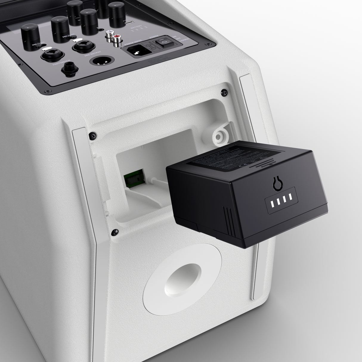 LD Systems ANNY® 8 BPH B5 W - Bærbar batteridrevet Bluetooth® PA-høyttaler med mikser og 1x headset-mikrofon (inkl. bodypack), Pure White