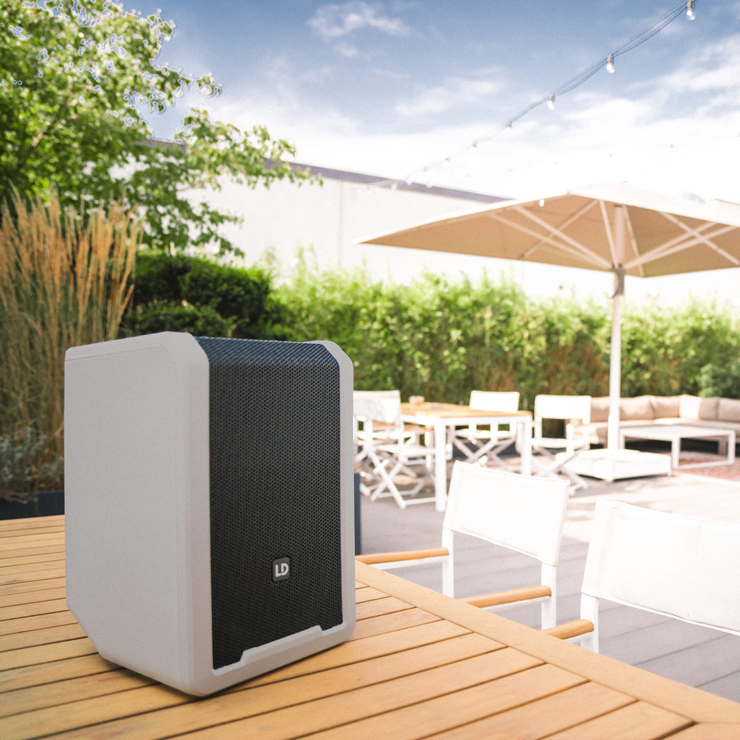 LD Systems ANNY® 8 BPH B6 G - Bærbar batteridrevet Bluetooth® PA-høyttaler med mikser og 1x headsetmikrofon (inkl. bodypack), Urban Grey
