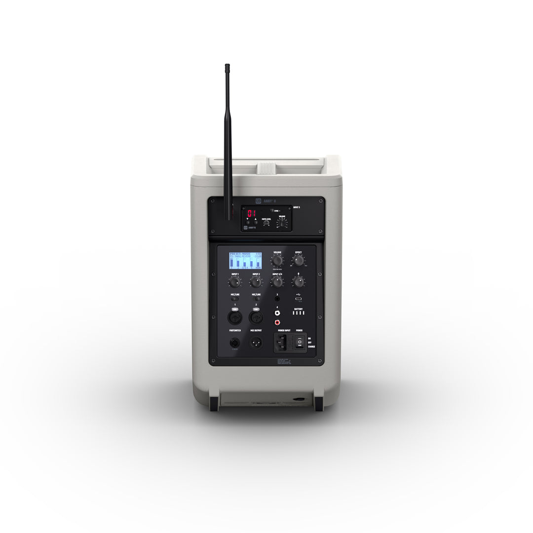 LD Systems ANNY® 8 BPH B6 G - Bærbar batteridrevet Bluetooth® PA-høyttaler med mikser og 1x headsetmikrofon (inkl. bodypack), Urban Grey