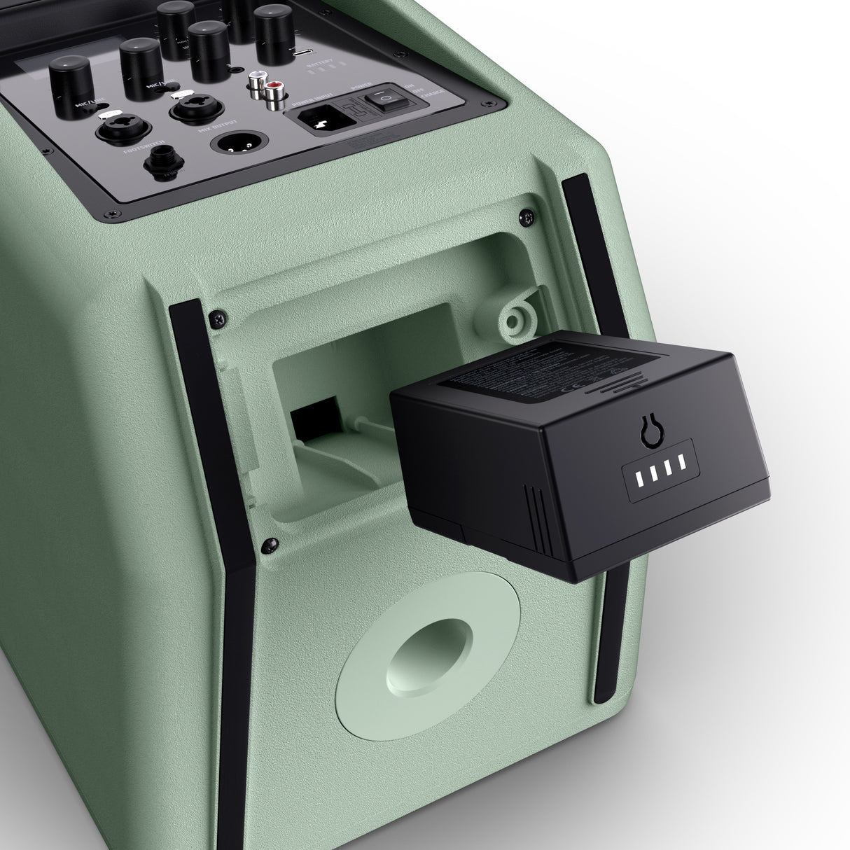 LD Systems ANNY® 8 BPH B8 GN - Bærbar batteridrevet Bluetooth® PA-høyttaler med mikser og 1x headset-mikrofon (inkl. bodypack), Adventure Green
