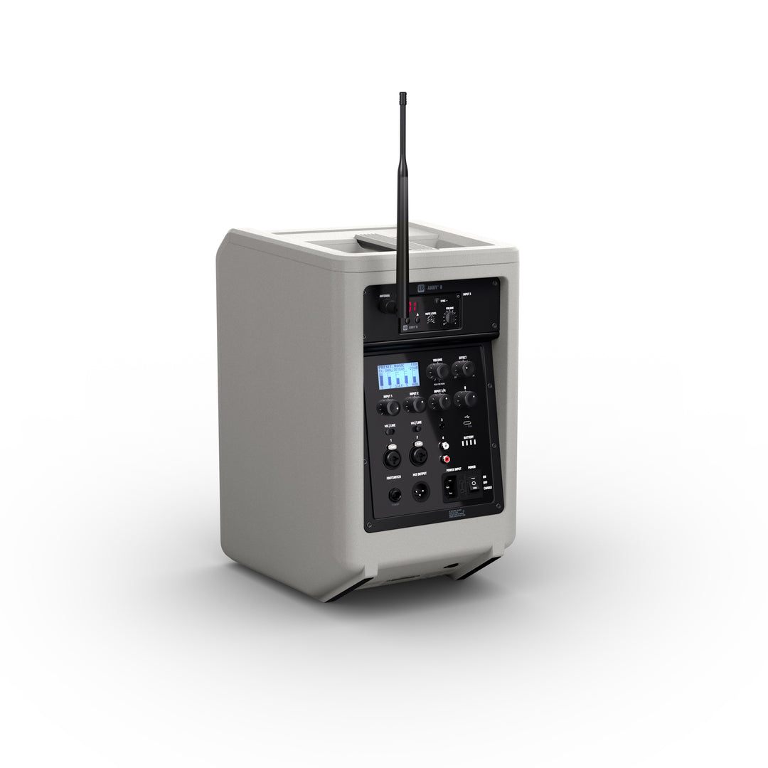 LD Systems ANNY® 8 BPH B8 G - Bærbar batteridrevet Bluetooth® PA-høyttaler med mikser og 1x headsetmikrofon (inkl. bodypack), Urban Grey