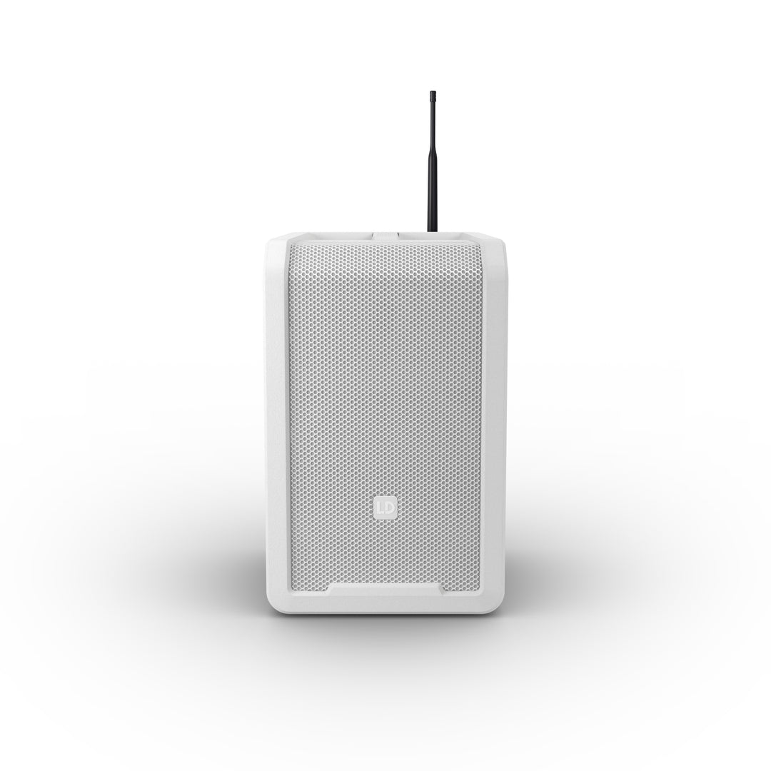 LD Systems ANNY® 8 BPH B8 W - Bærbar batteridrevet Bluetooth® PA-høyttaler med mikser og 1x headsetmikrofon (inkl. bodypack), Pure White