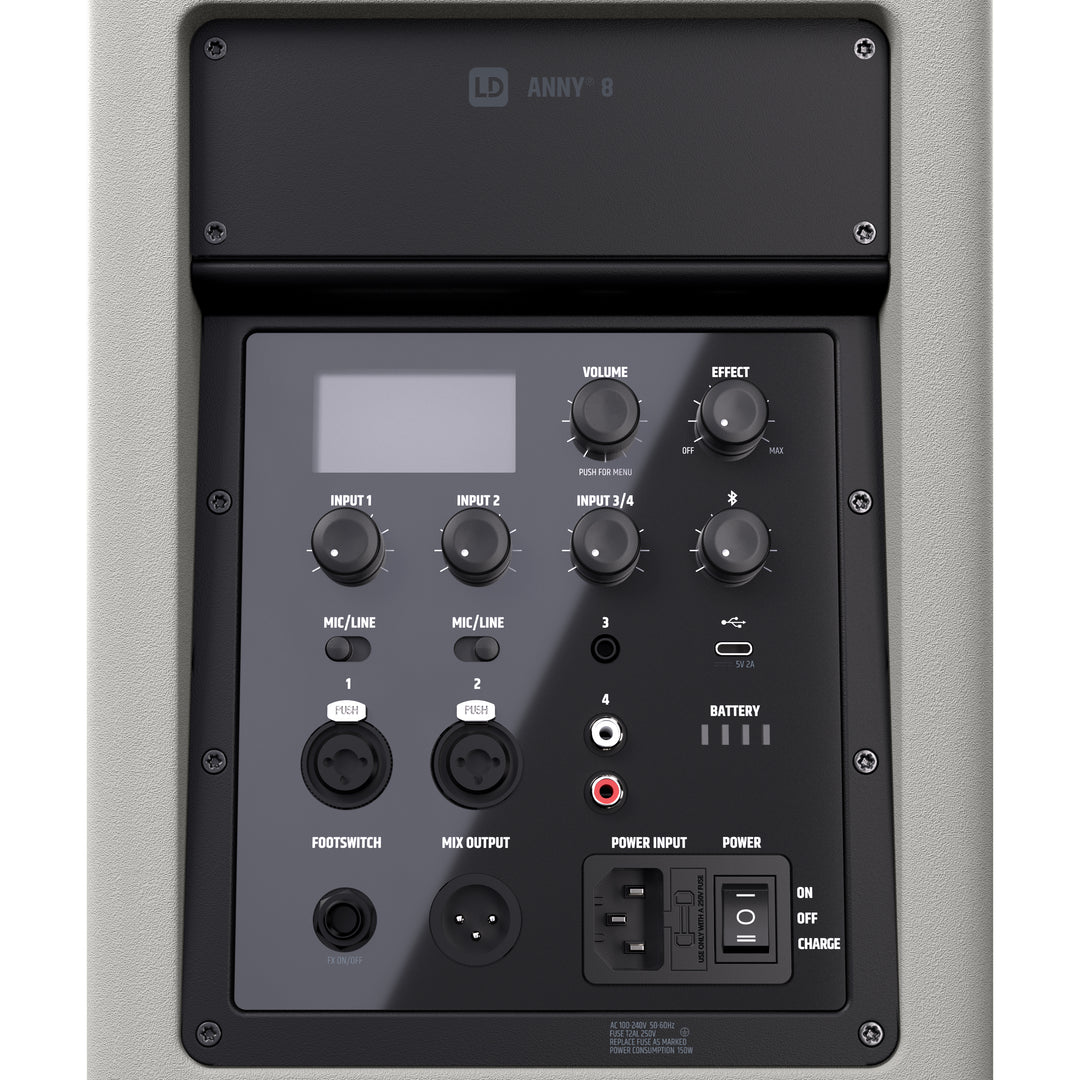 LD Systems ANNY® 8 G - Bærbar batteridrevet Bluetooth® PA-høyttaler med mikser, Urban Grey