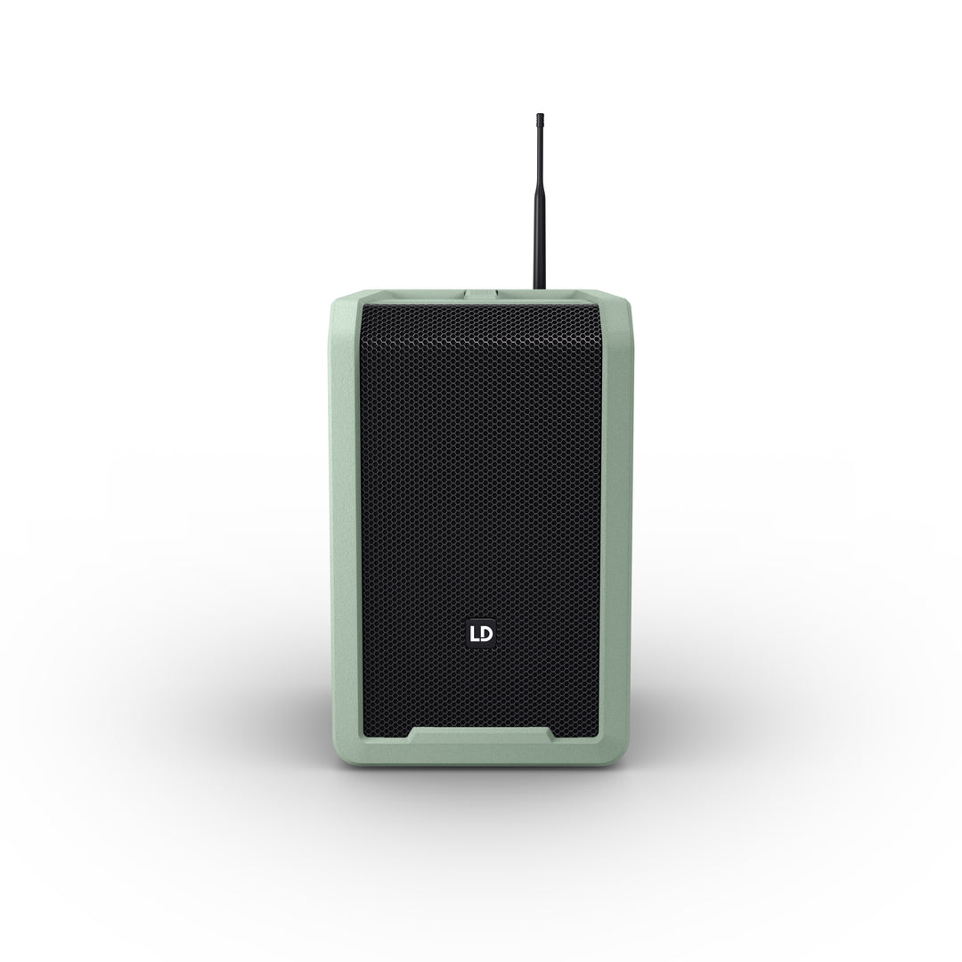 LD Systems ANNY® 8 HHD B5 GN - Bærbar batteridrevet Bluetooth® PA-høyttaler med mikser og 1x trådløs håndholdt mikrofon, Adventure Green