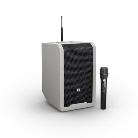 LD Systems ANNY® 8 HHD B8 G - Bærbar batteridrevet Bluetooth® PA-høyttaler med mikser og 1 trådløs håndholdt mikrofon, Urban Grey