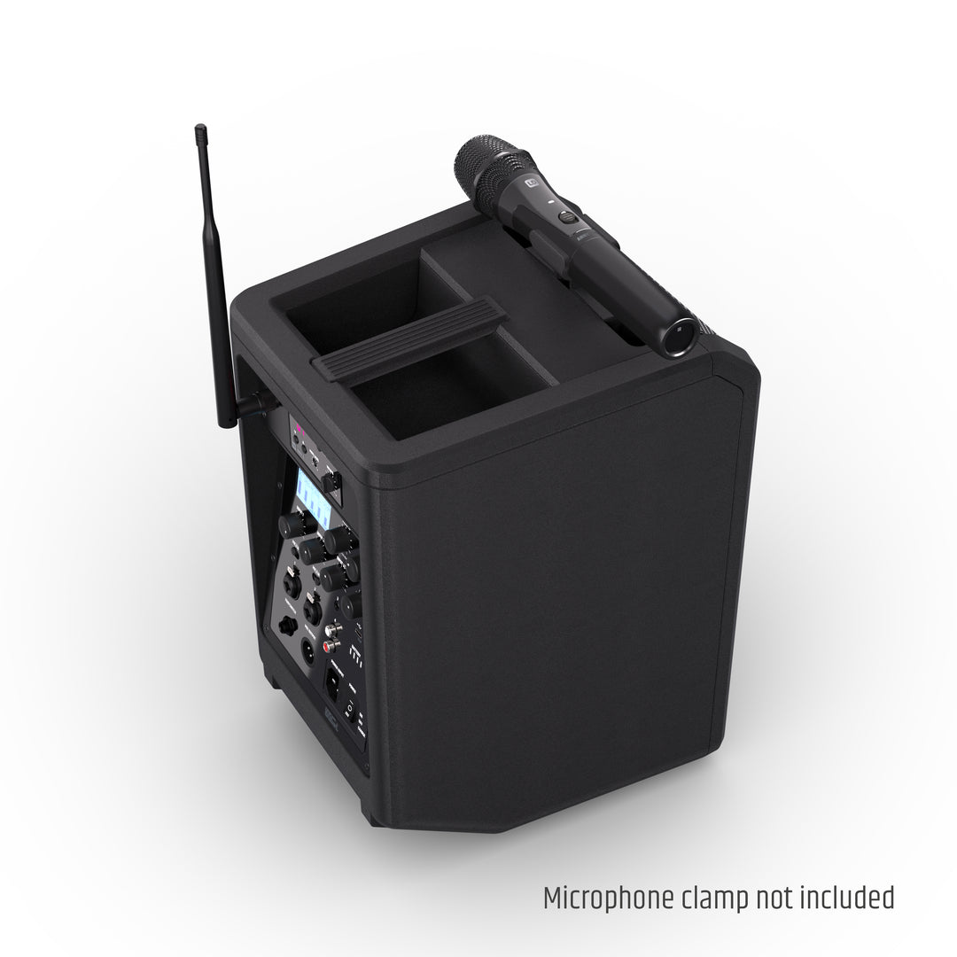 LD Systems ANNY® 8 HHD B8 - Bærbar batteridrevet Bluetooth® PA-høyttaler med mikser og 1 x trådløs håndholdt mikrofon, Stage Black