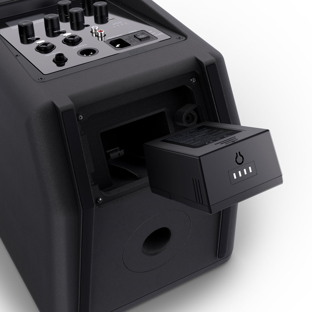 LD Systems ANNY® 8 HHD B8 - Bærbar batteridrevet Bluetooth® PA-høyttaler med mikser og 1 x trådløs håndholdt mikrofon, Stage Black