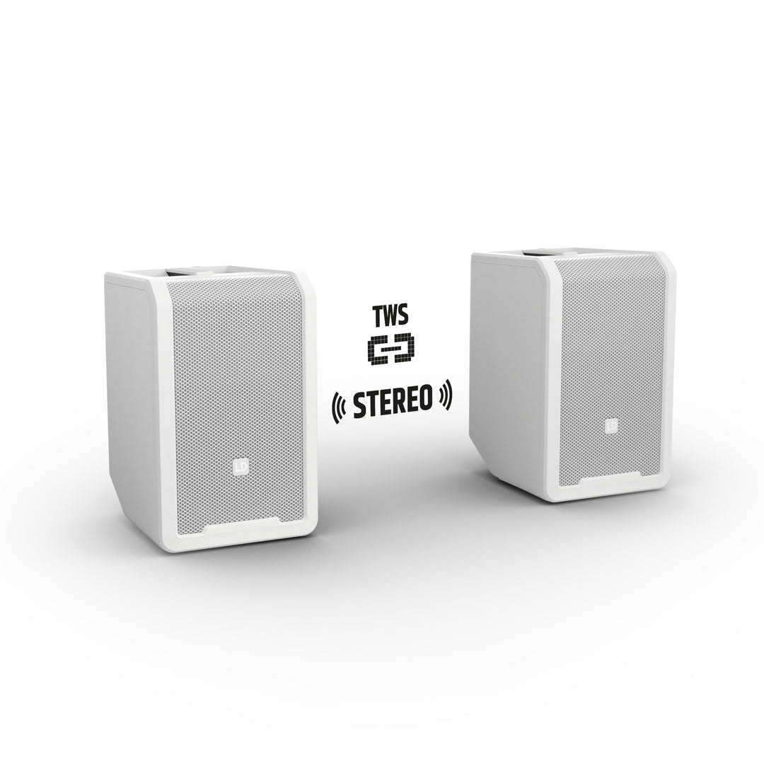 LD Systems ANNY® 8 W - Transportabel batteridrevet Bluetooth® PA-høyttaler med mikser, ren hvit